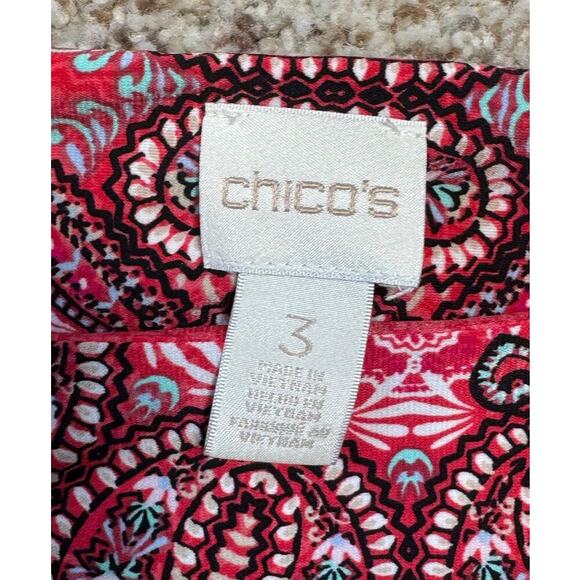 CHICO'S Dress, size 3; XL/2XL, drop waist colorful shift dress; 3/4 sleeves - Picture 3 of 9